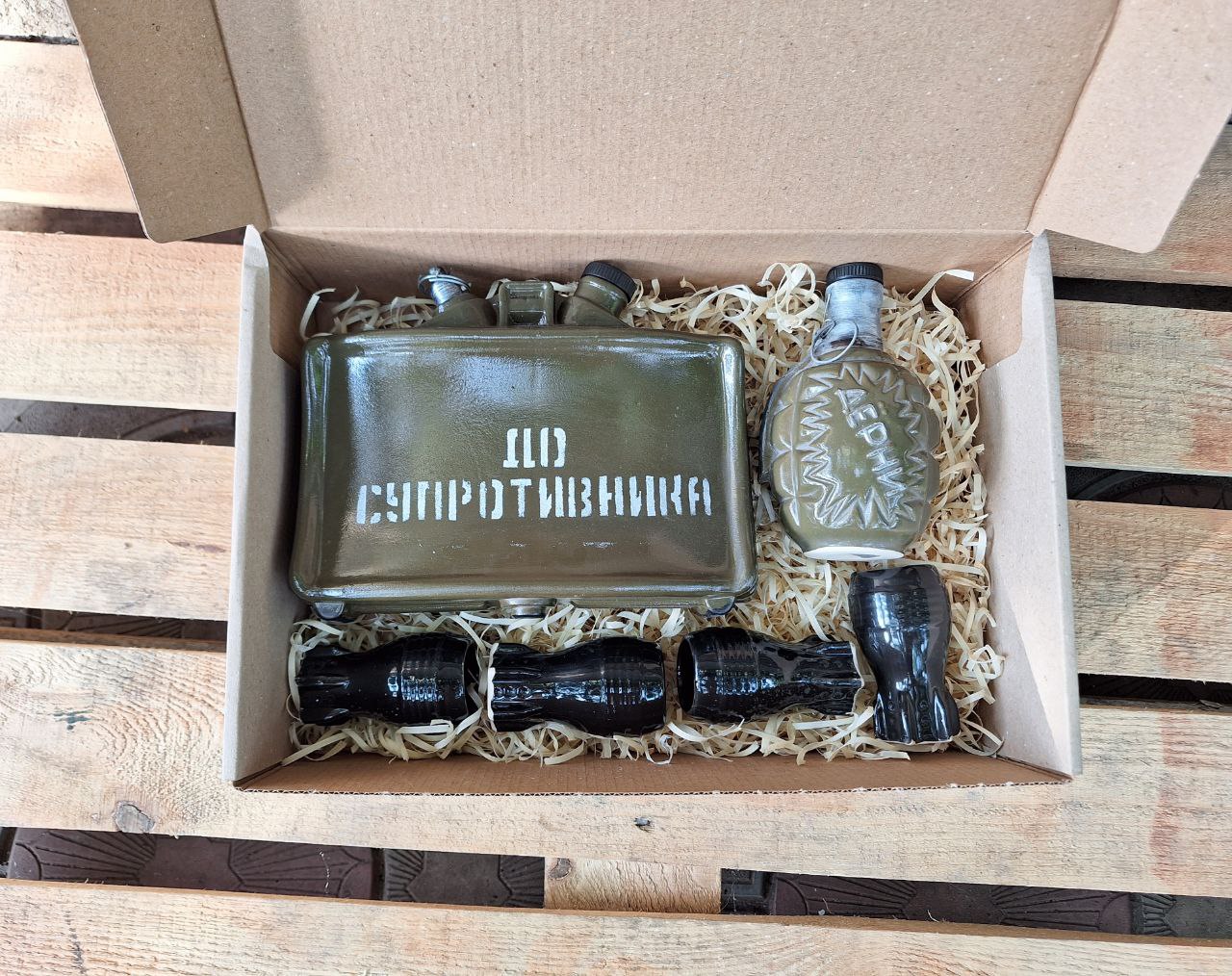 Патріотичний набір для алкоголю - подарунок для чоловіка, побратима, командира, військового