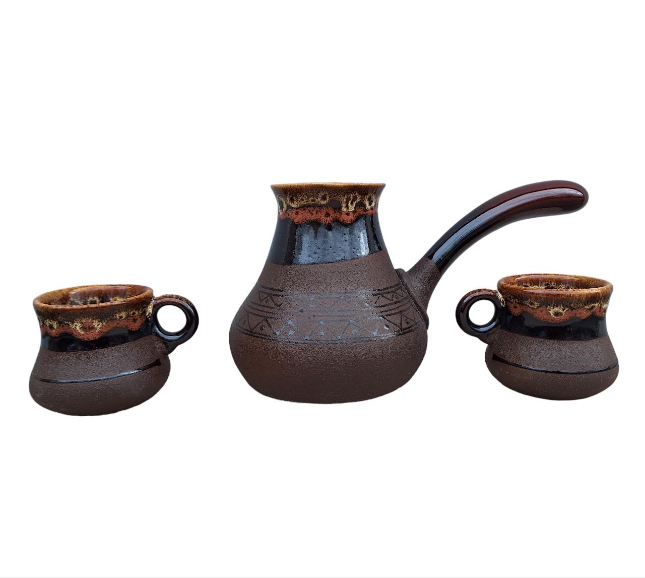 Турка для Кави 350 мл "Сhocolate" набір з чашечками - кераміка