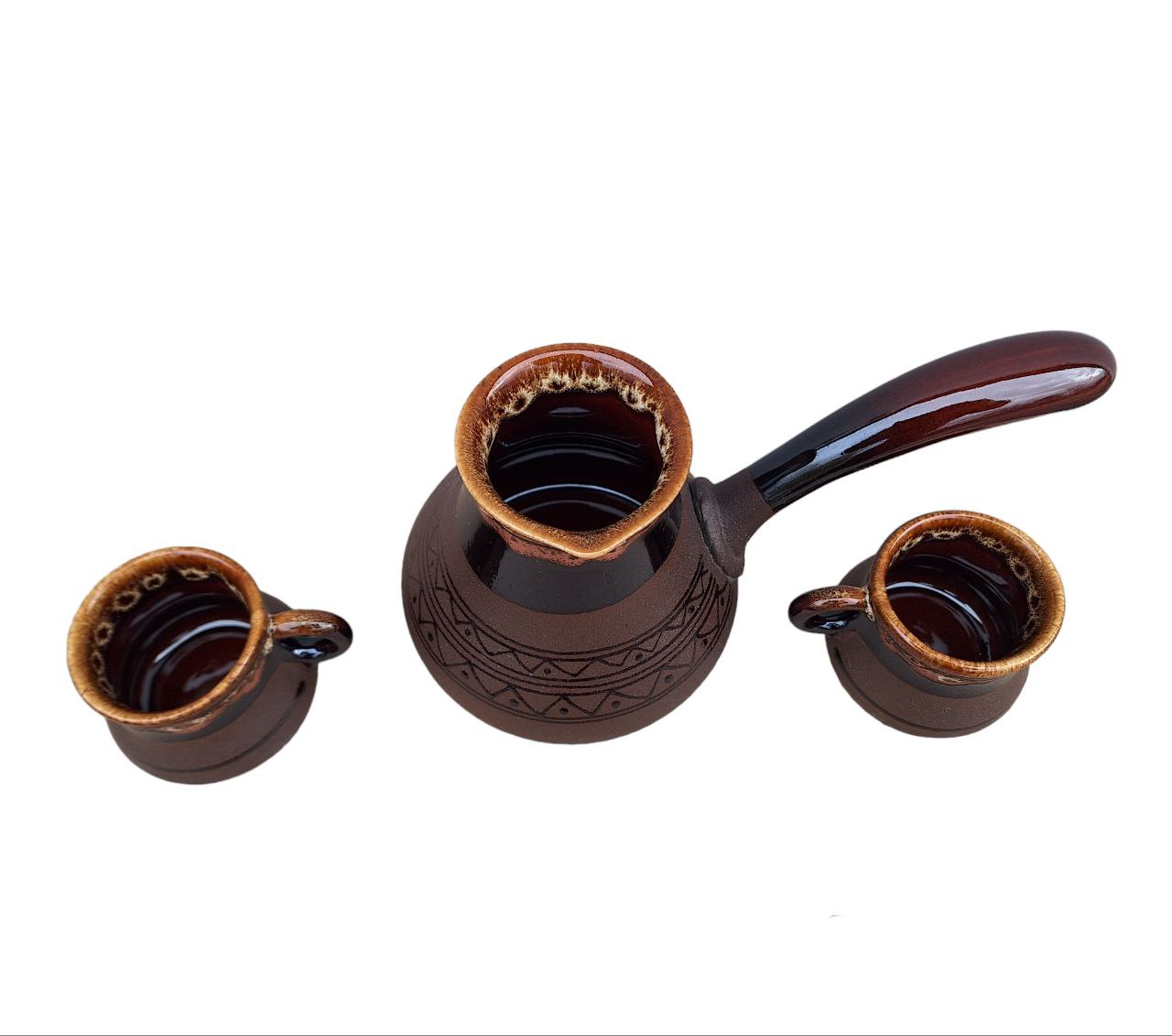 Турка для Кави 350 мл "Сhocolate" набір з чашечками - кераміка