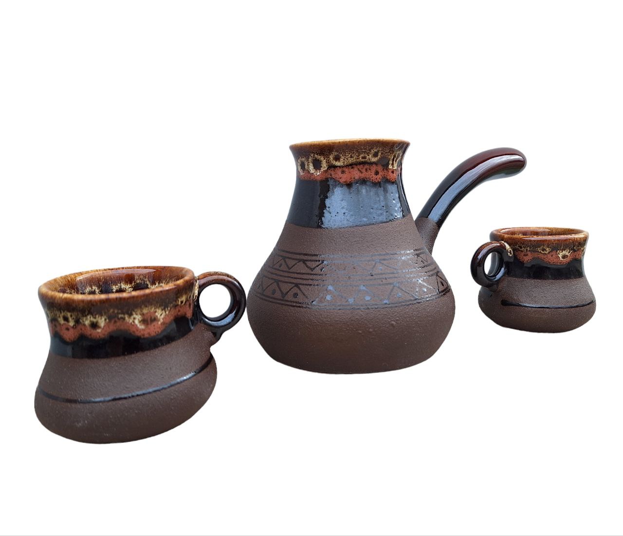 Турка для Кави 350 мл "Сhocolate" набір з чашечками - кераміка