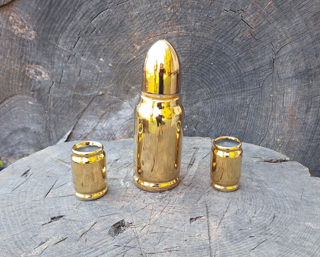 Золота куля набір для спиртного 400 мл з двома чарочками - Подарунок для чоловіка, військового, побратима