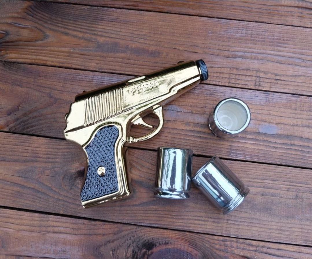 Золотий Пістолет "Макарова" Набір для Спиртного - Крутий та оригінальний подарунок для чоловіка