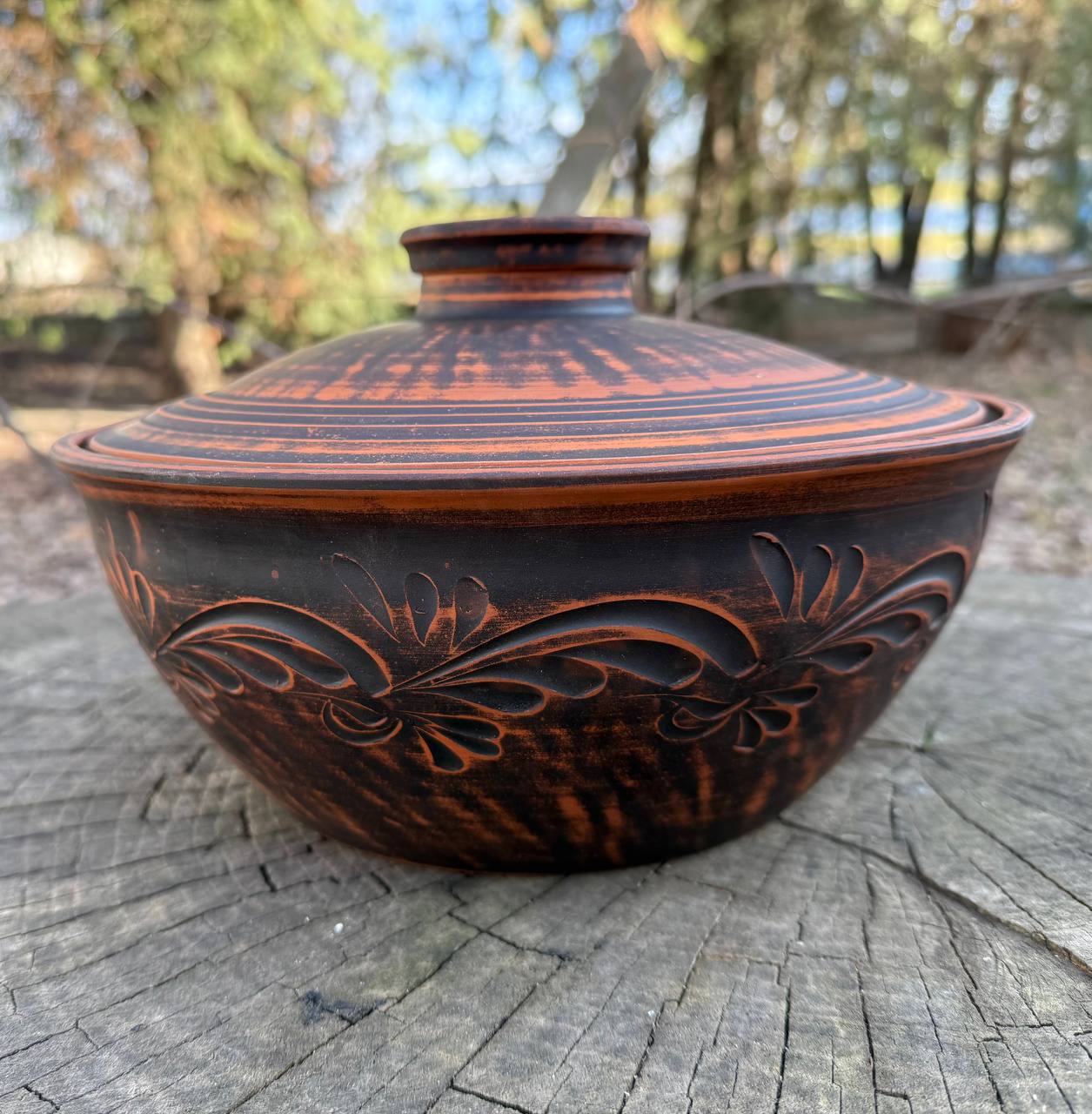 Макітра з червоної кераміки 4 літра - гончарний посуд для печі