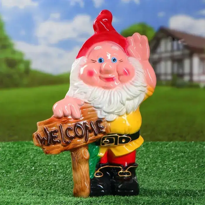 Садовий гном з табличкою welcome 35 см кераміка