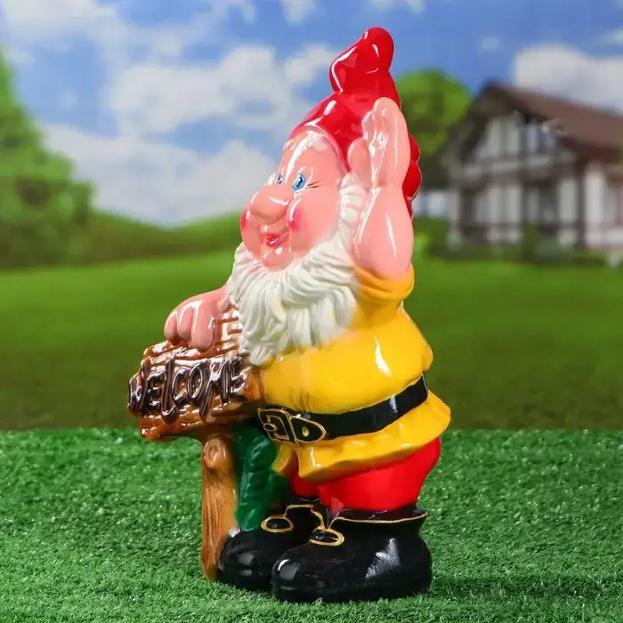 Садовий гном з табличкою welcome 35 см кераміка