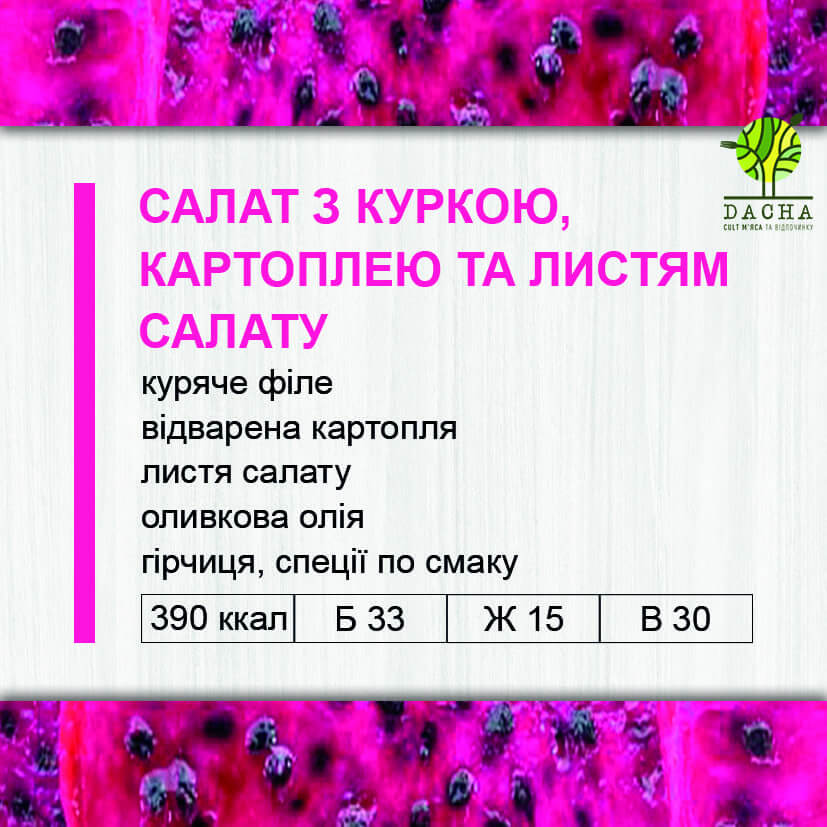 Салат з куркою, картоплею та листям салату